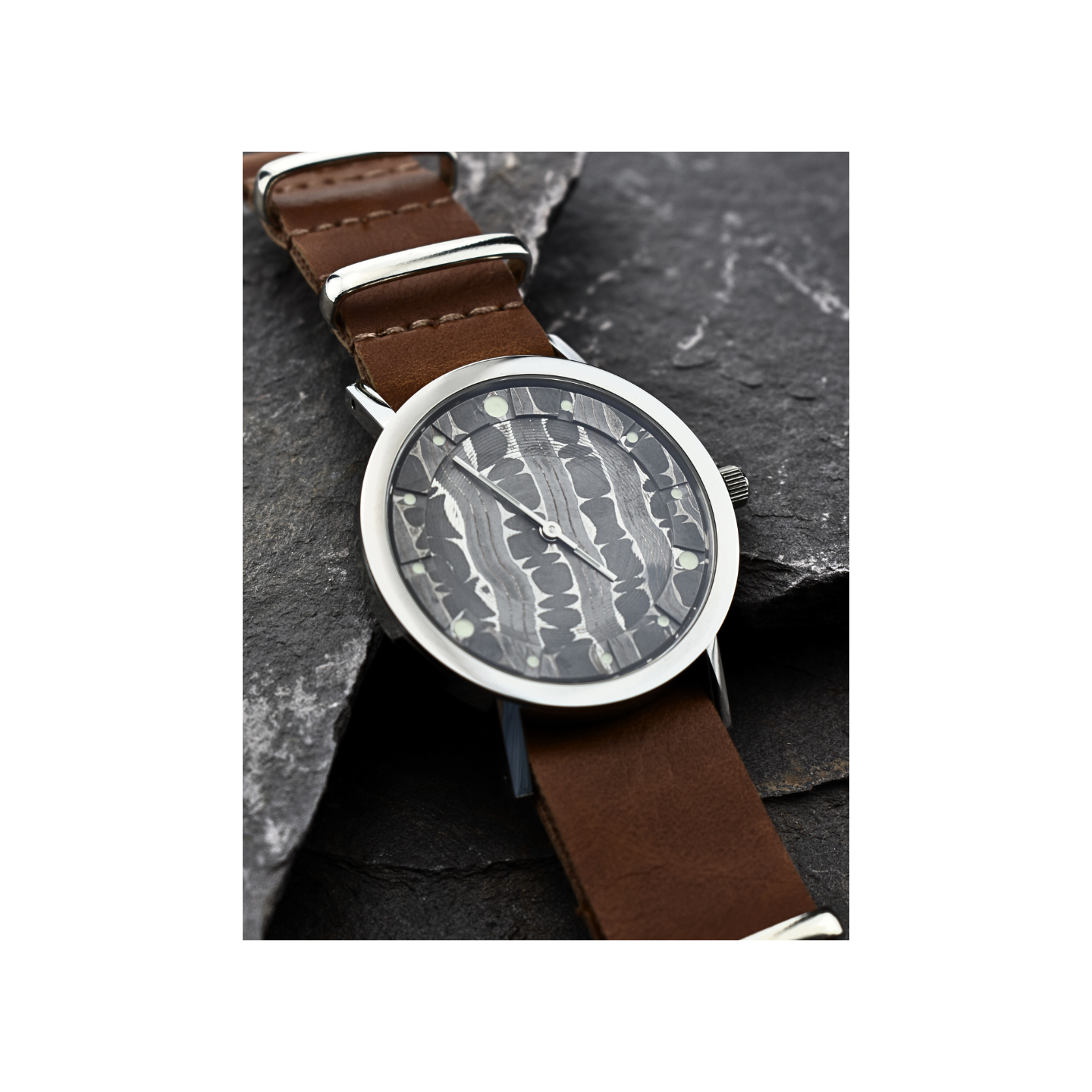 Unique damascus watch